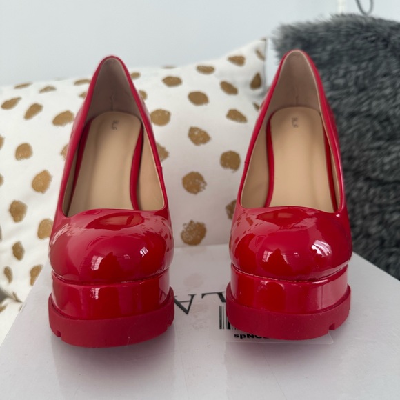 Candy Patent Red Chunky Platform 6” Heels - Picture 7 of 10